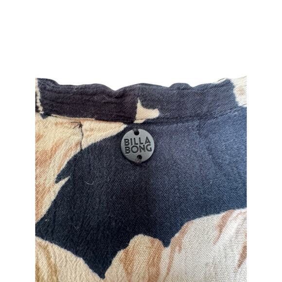 Billabong Women's Free Flowing M Top Beach Black White Floral Tie Across Chest - Picture 4 of 7